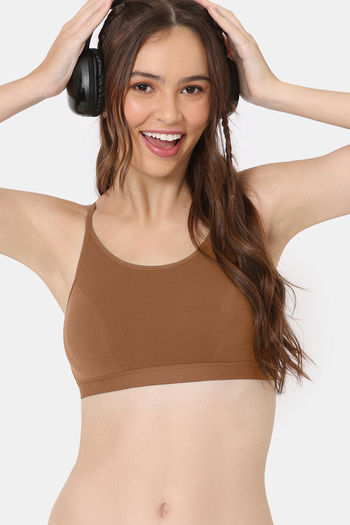 Buy Rosaline Double Layered Non Wired Full Coverage Bralette - Argan Oil