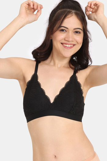 Buy Rosaline City Hearts Double Layered Non Wired Medium Coverage Lace Bra - Tap Shoe