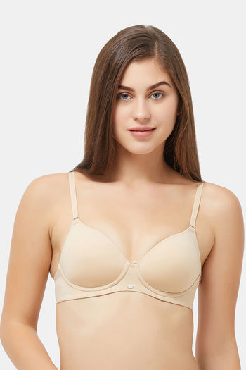 Buy Soie Medium Coverage Padded Non-Wired T-Shirt Bra - Nude