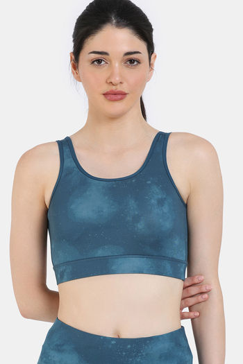 Buy Zelocity Medium Impact Moisture Wicking Sports Bra with Removable Padding - Tapestry