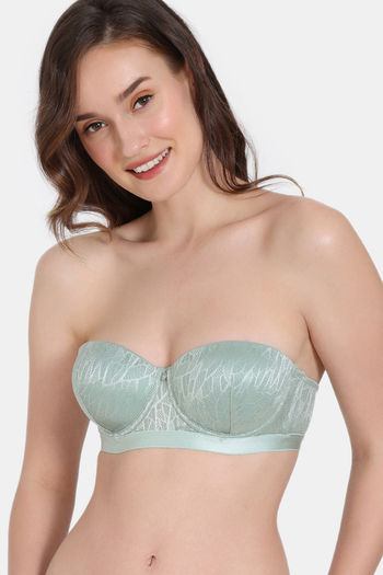Buy Zivame Coral Glaze Padded Wired 3/4Th Coverage Strapless Bra - Granite Green
