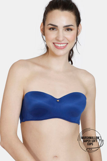 Buy Zivame Marshmallow Padded Wired Low Demi Coverage Strapless - Navy