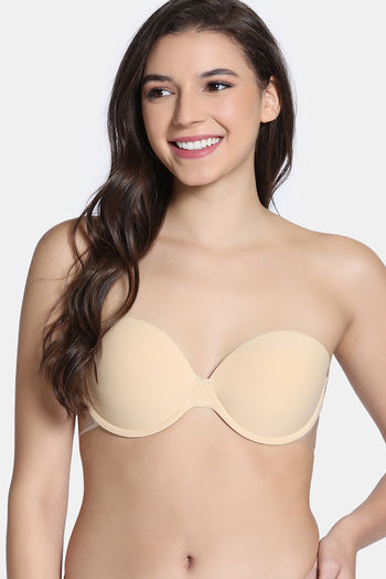 Buy Zivame Padded Non Wired Low Coverage Stick-On Bra - Skin