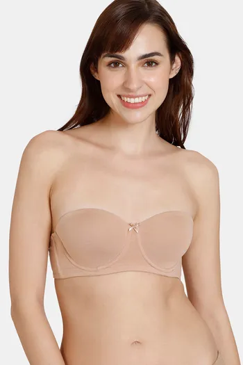 Buy Zivame Beautiful Basics Padded Wired Medium Coverage Strapless Bra - Nude