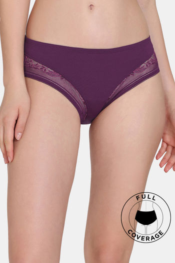 Buy Zivame Primrose Low Rise Full Coverage Hipster Panty - Dark Purple