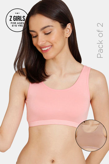 Buy Zivame Girls Double Layered Non Wired Full Coverage Slip-on Beginner Bra (Pack of 2) - Multicolor